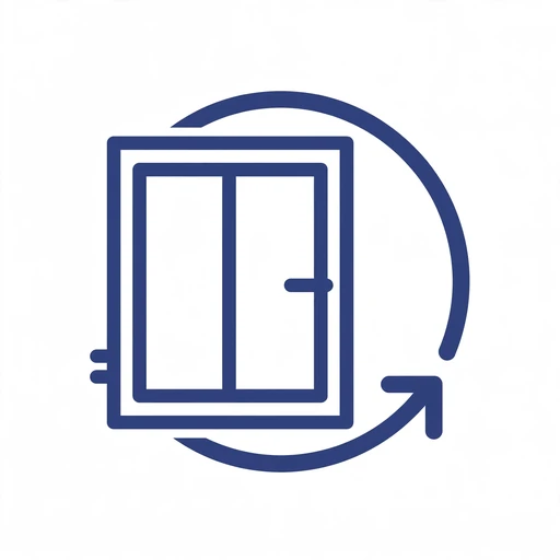 Casement window cranked open outward showing hinge arm and multipoint lock